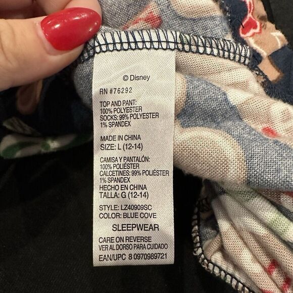 Disney Minnie Mickey Gingerbread Cookies Fleece Jogger Pants Sz Large Blue - Picture 3 of 7